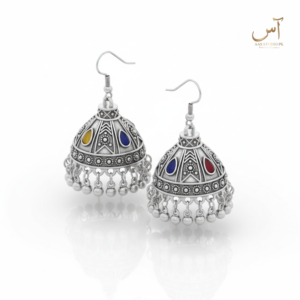 Classic Silver Multi-Tone Accent Jhumkas