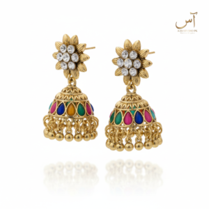 Golden Sunflower Multi-Color Jhumkas