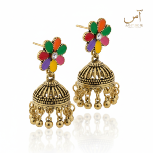 Multicolor Enamel Daisy Jhumkas