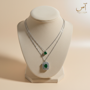 Double Square Necklace | Green – Elegant Finish