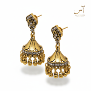 Vintage Gold Floral Crest Jhumkas